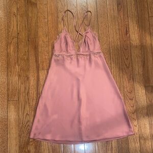 Victoria's Secret Pink Satin Lace Chemise